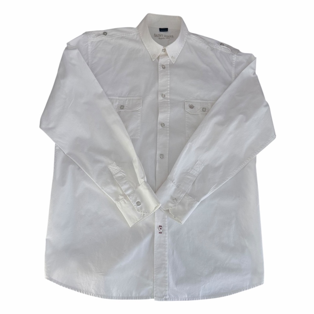 SAINT JAMES white button down shirt classic cotton XL